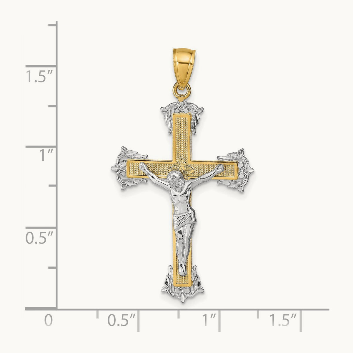 Crucifix Pendant, 14K Two-tone