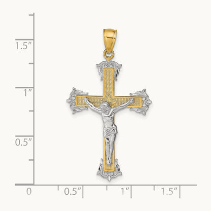 Crucifix Pendant, 14K Two-tone