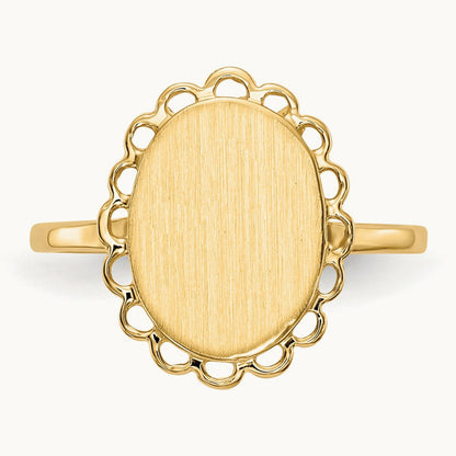 9.0x12. Open Back Signet Ring, 0mm, 14K