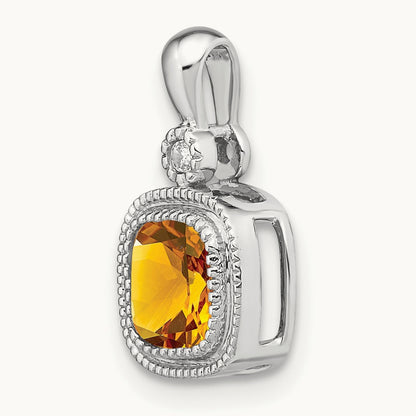 Cushion Citrine and Diamond Pendant — photo set