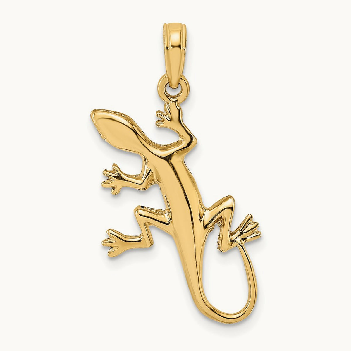 2-D Gecko Charm, 14K