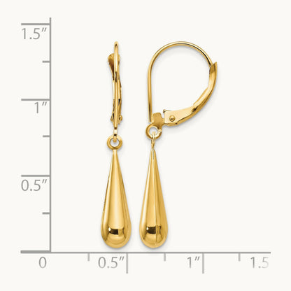 Madi K Teardrop Dangle Leverback Earrings, 14K