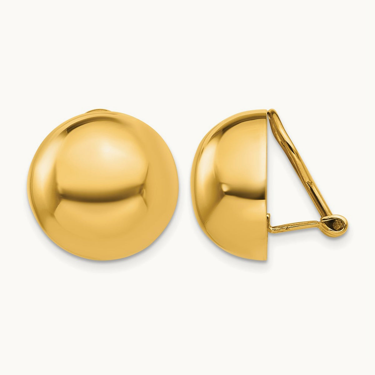 Omega Clip Half Ball Non-pierced Earrings — 16mm