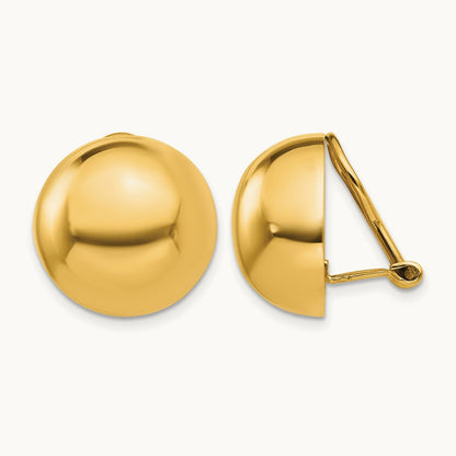 Omega Clip Half Ball Non-pierced Earrings — 16mm