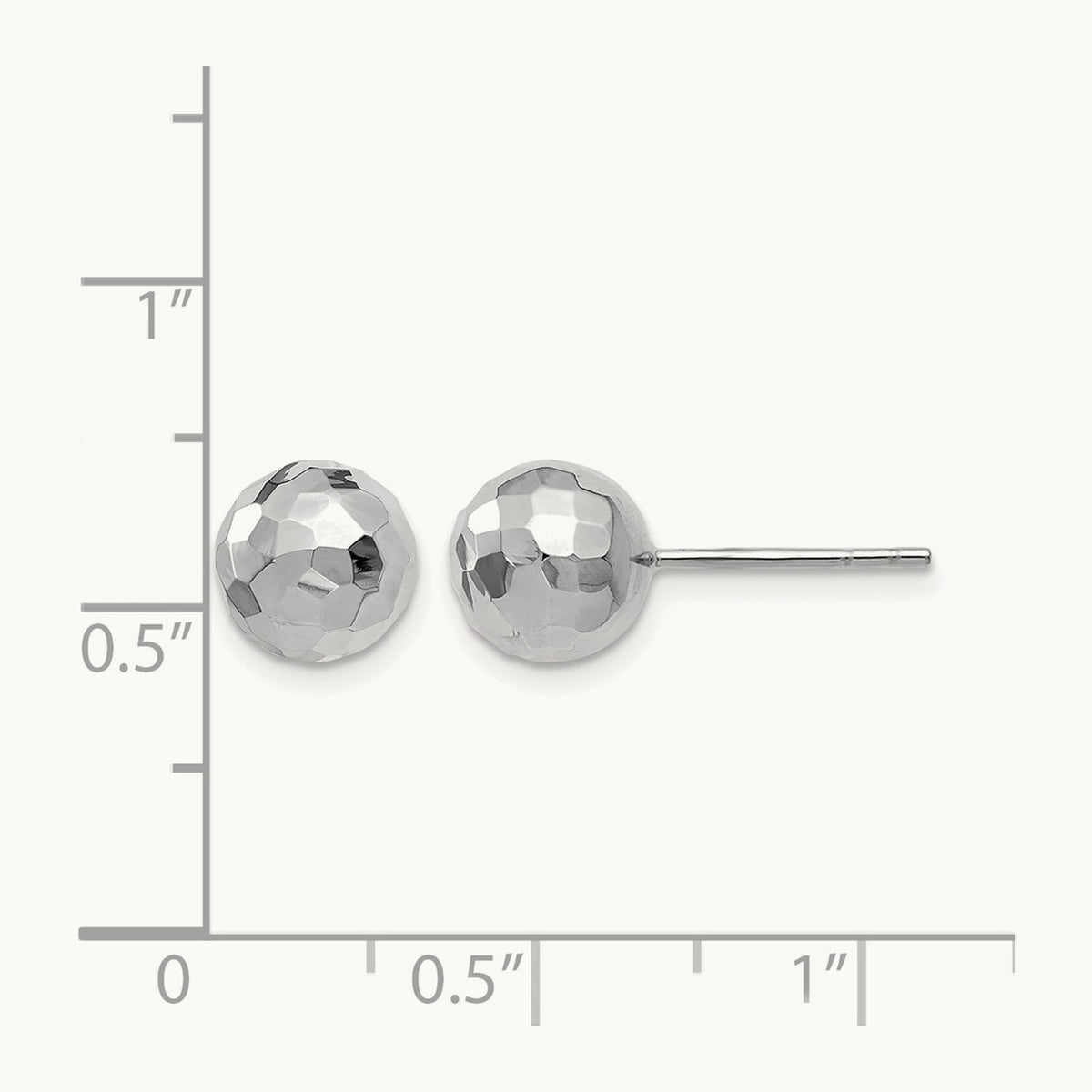 Polished Faceted Post Earrings — 10K White Gold