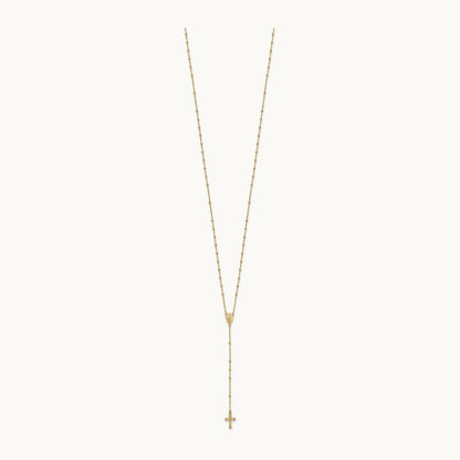 Polished Beaded Rosary Necklace, 2mm, 14K