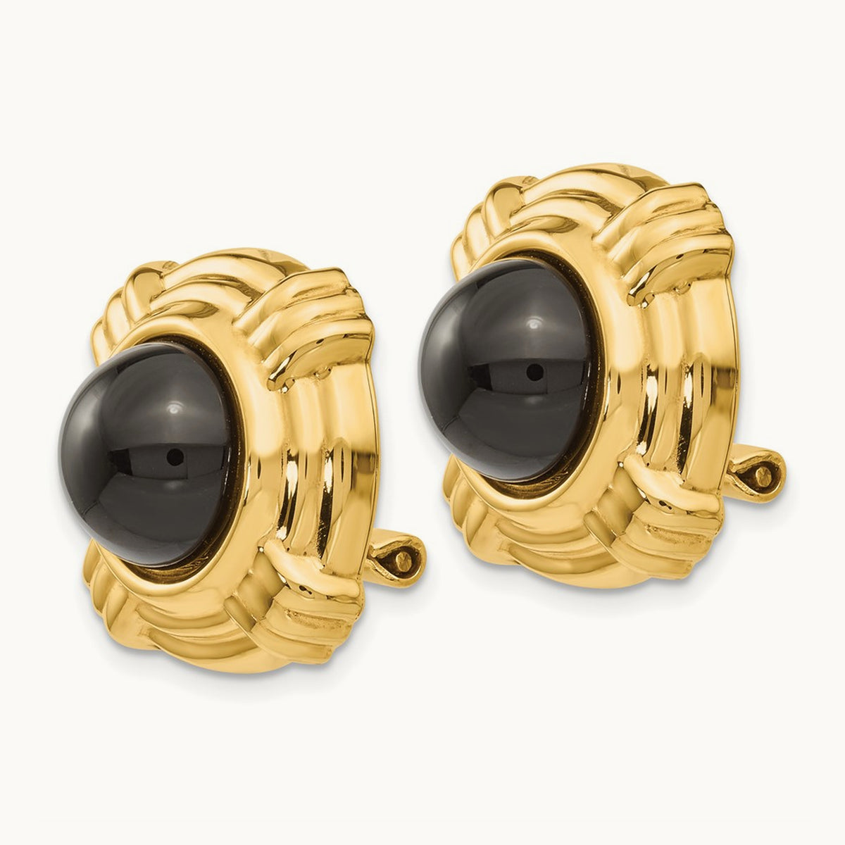 Omega Clip Onyx Non-pierced Earrings — photo set