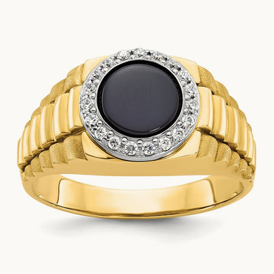 Men's Onyx and Diamond Complete Ring — IBGoodman — photo set