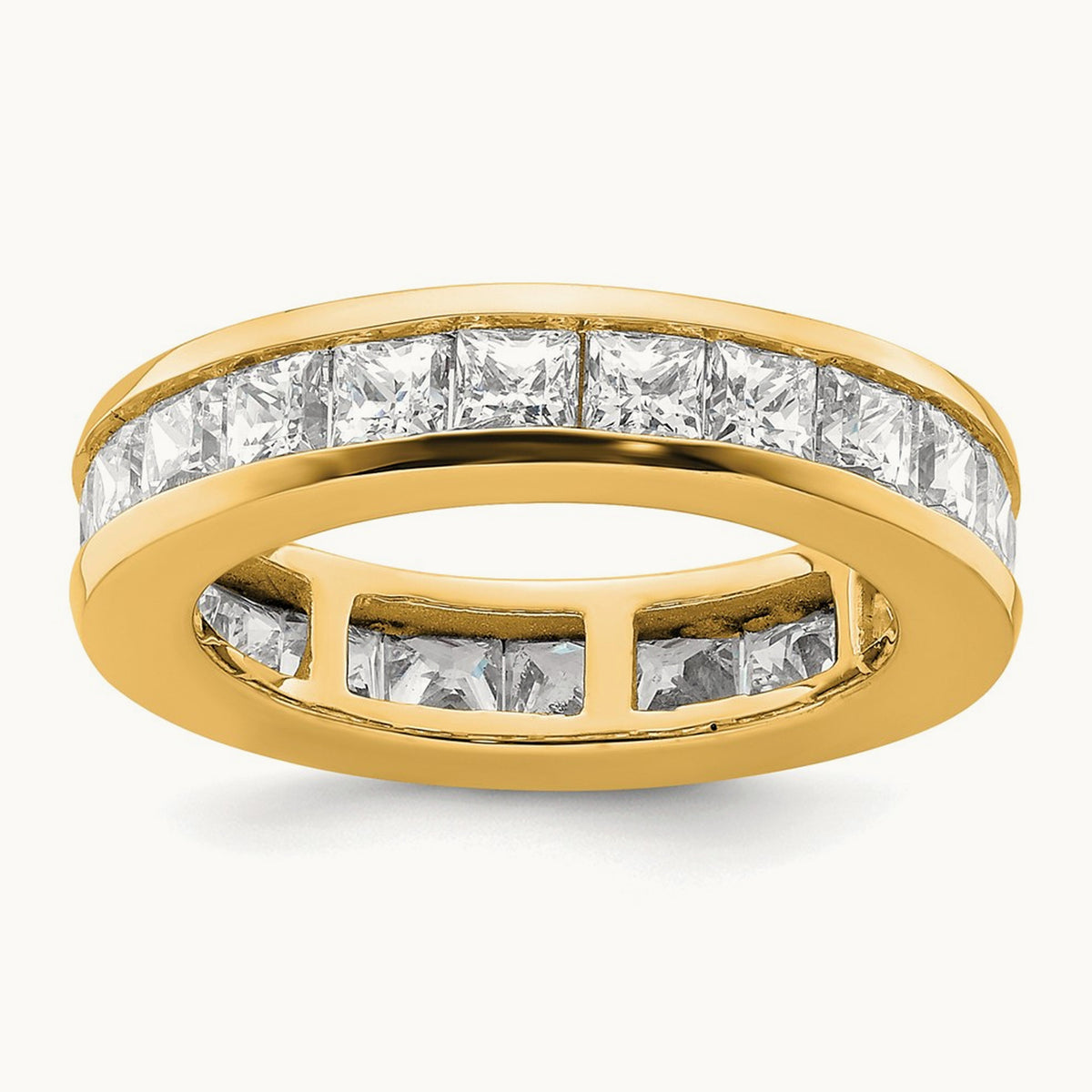 Polished Princess Channel Set Diamond Eternity Band, 3.00 ct tw — 14K Yellow Gold