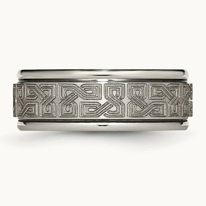 Brushed & Polished Laser Design Ridged Edge Band — photo set