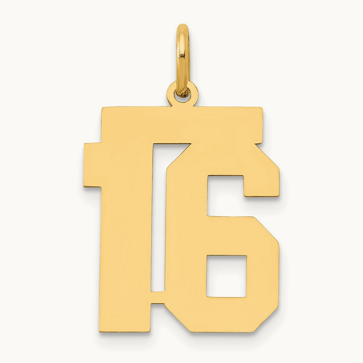 Medium Polished Number 16 Charm, 14K