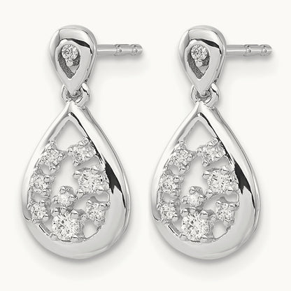Diamond Post Earrings, 14K White Gold