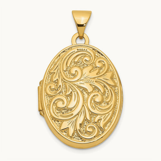 Love You Always Swirl Reversible Locket, 14K