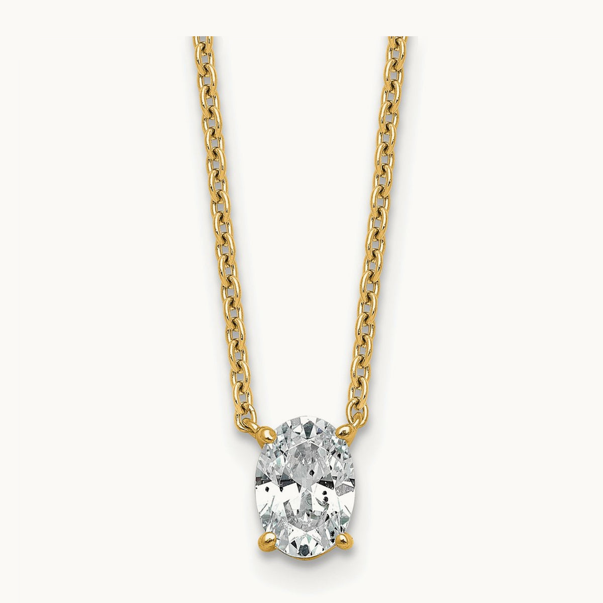 Oval Pendant Necklace, 0.25-4.00 ct tw Lab-Grown Diamond — 3/4 ct, VS (Best), 14K Yellow Gold