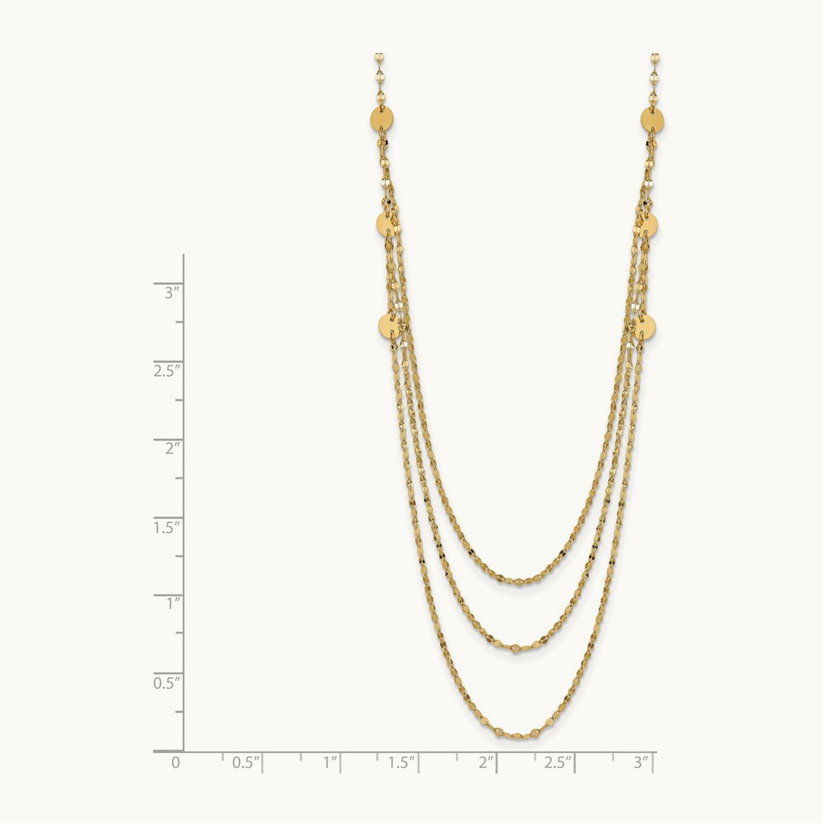 Triple Layer Polished Circles Fancy Necklace — 14K Yellow Gold