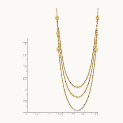 Triple Layer Polished Circles Fancy Necklace — 14K Yellow Gold