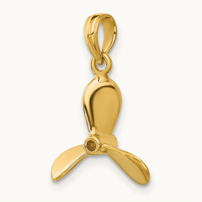 3-D w/ 3 Blades Propeller Charm, 14K