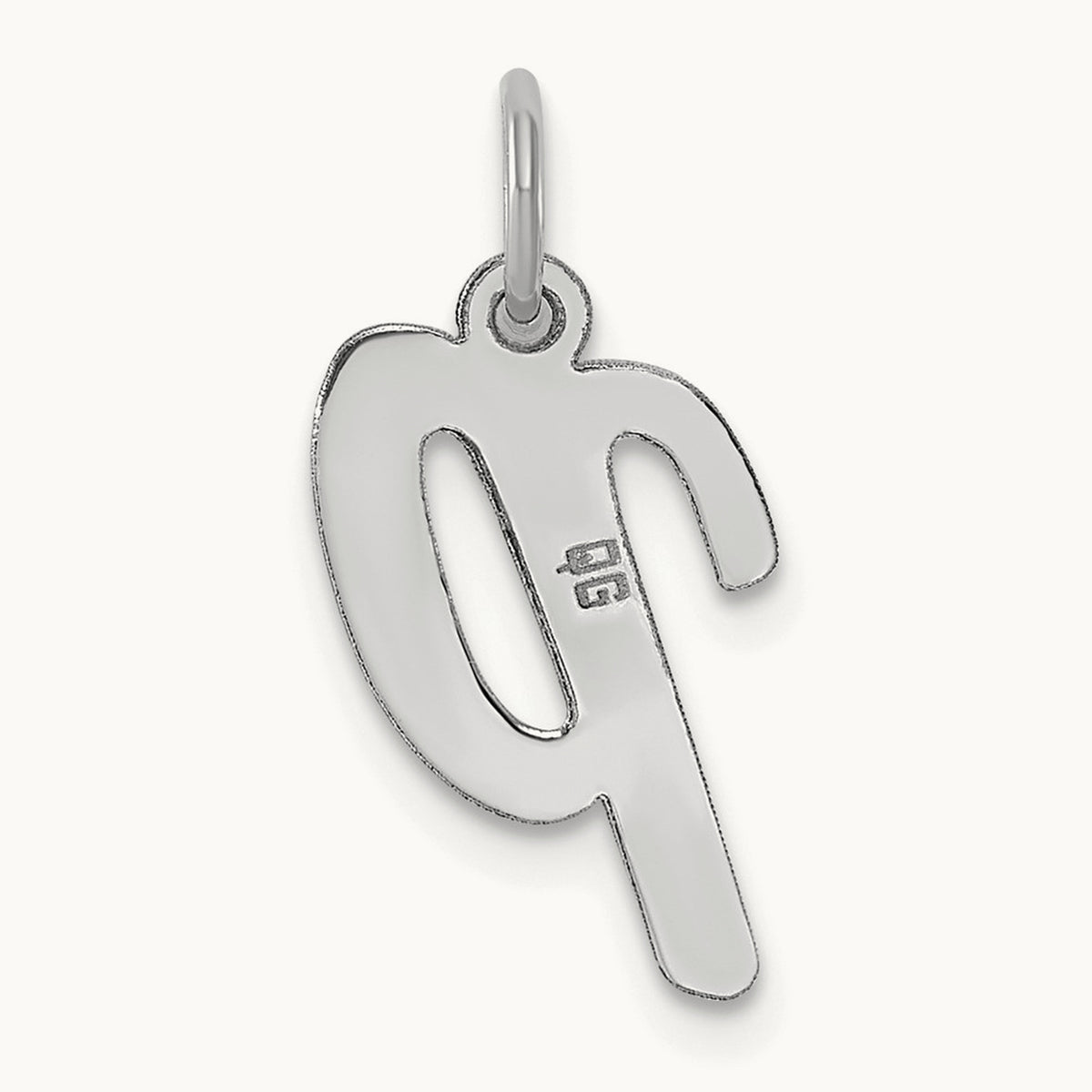Medium Script Initial Charm — 14K White Gold, P