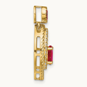 Ruby and Diamond Oval Pendant, 14K