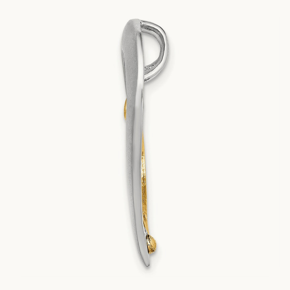 Textured & Polished Heart Chain Slide Charm, 14K Two-tone