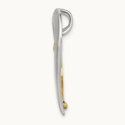 Textured & Polished Heart Chain Slide Charm, 14K Two-tone