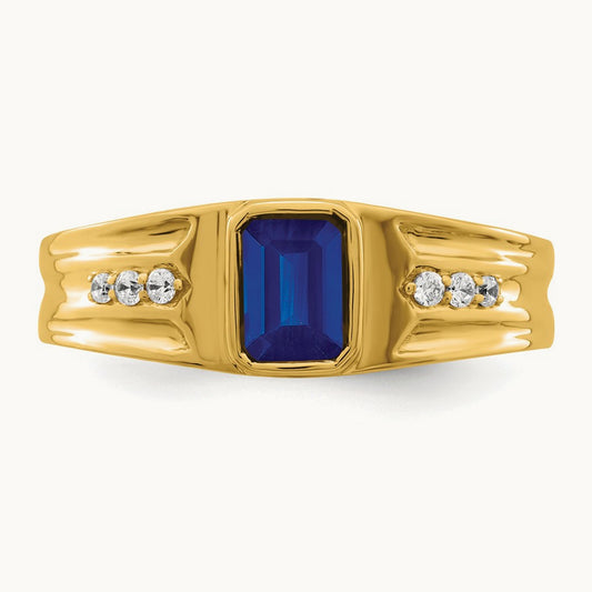 Created Sapphire and Diamond Mens Ring — photo set