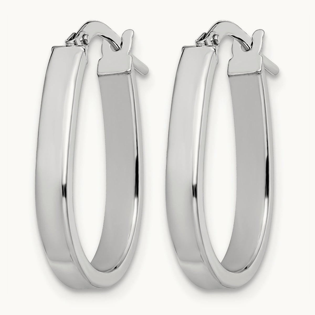 Polished U-Shape Hoop Earrings — 10K White Gold