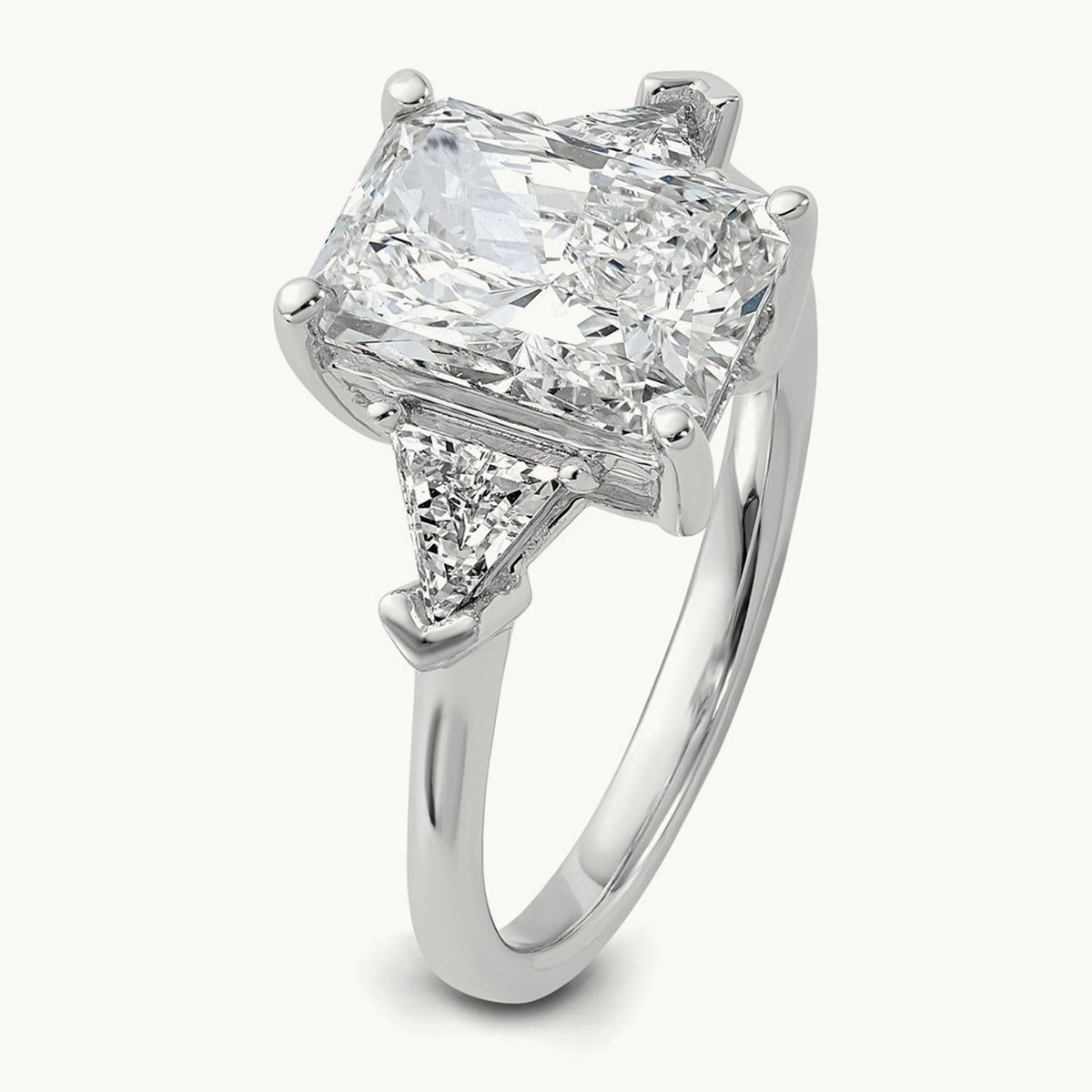 Radiant & Triangle Engagement Ring, 1.25-3.50 ct tw Lab-Grown Diamond — 3 1/8 ct, 14K White Gold