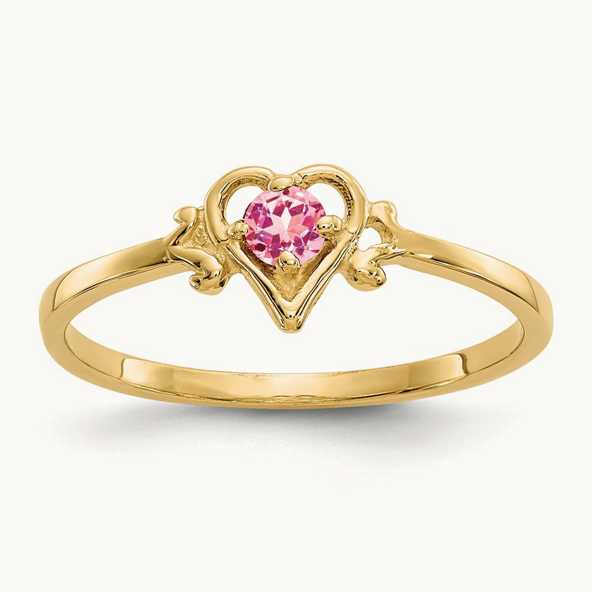 Tourmaline Birthstone Heart Ring — 14K Yellow Gold, 7