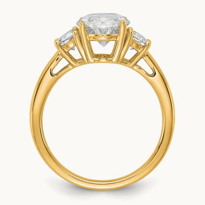 Half Moon and Oval Semi-Mount Engagement Ring, 0.50-1.00 ct tw Lab-Grown Diamond — 5/8 ct, 14K Yellow Gold