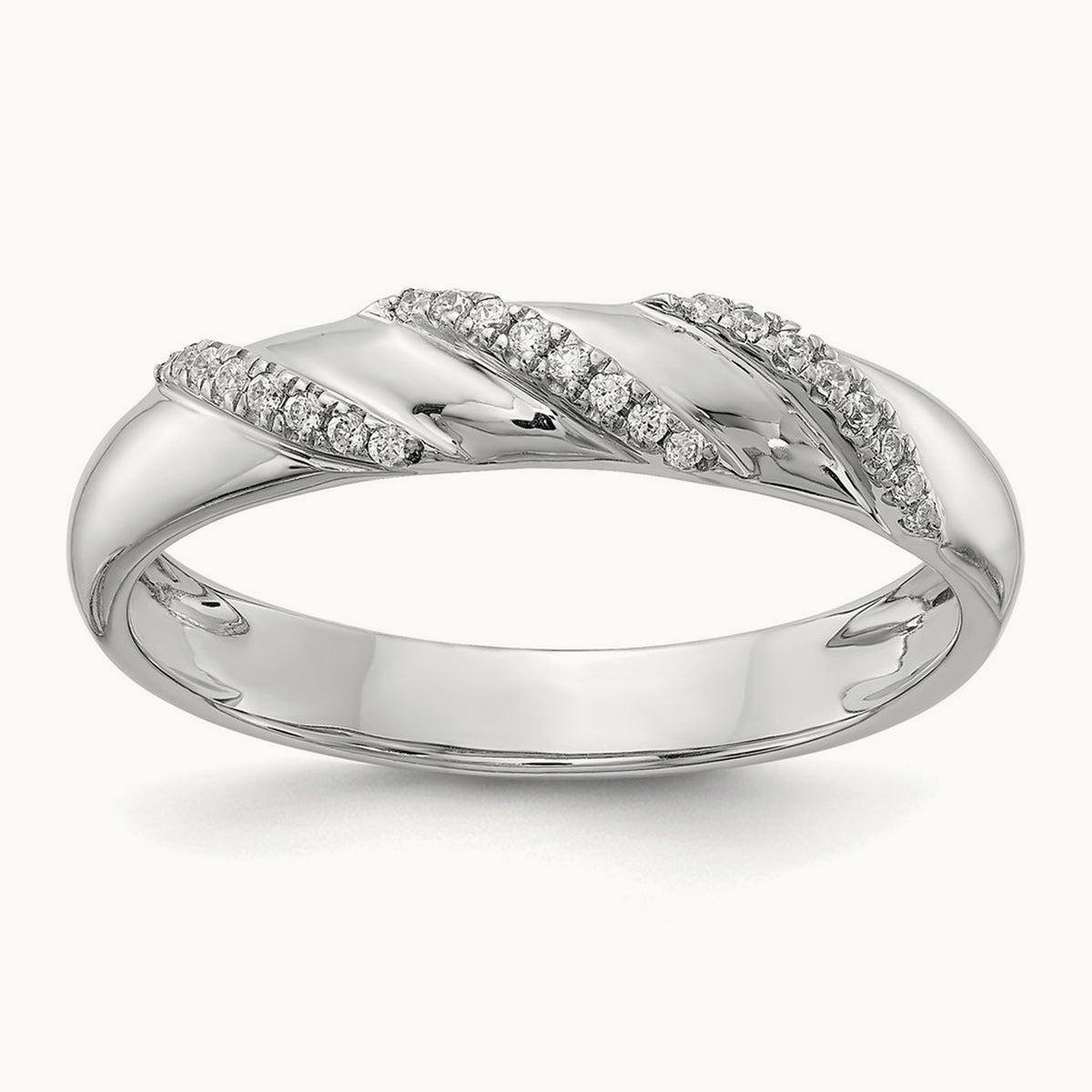 Complete Diamond Trio Men's Wedding Band, 14K White Gold