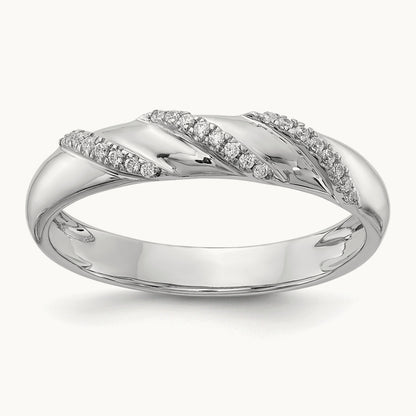 Complete Diamond Trio Men's Wedding Band, 14K White Gold