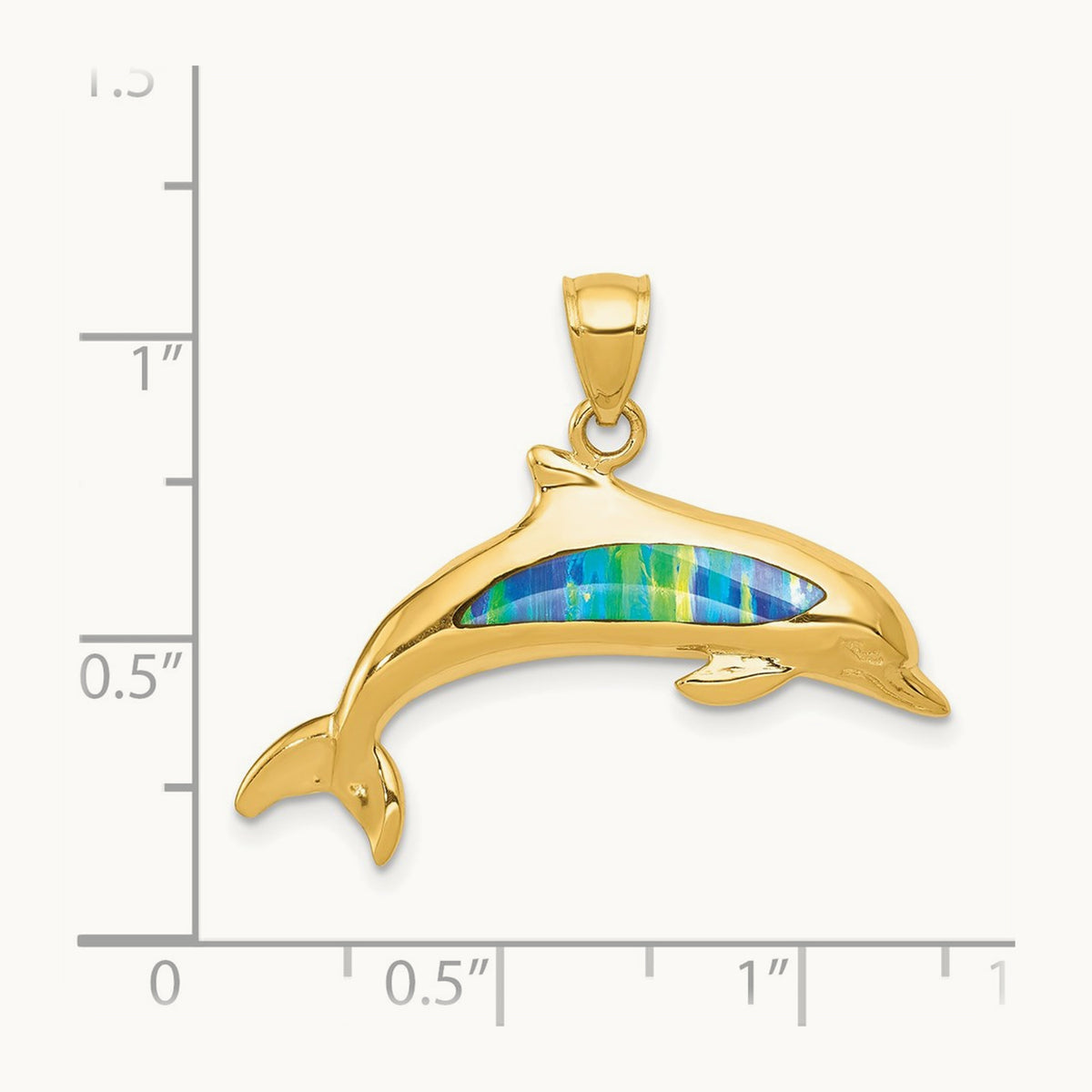 Lab Created Opal Dolphin Pendant — 24mm