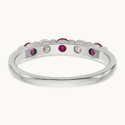Diamond w/Ruby Band, 14K White Gold