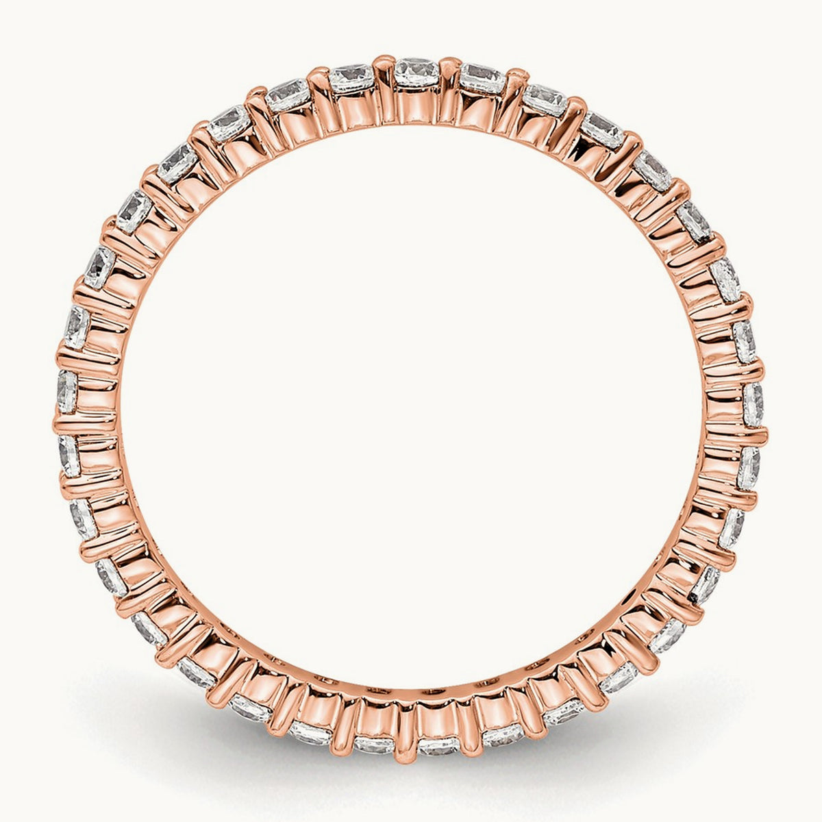 Polished Shared Prong Diamond Eternity Band — 14K Rose Gold, 0.5 ct