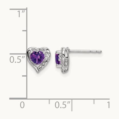 Amethyst and Diamond Heart Earrings — photo set
