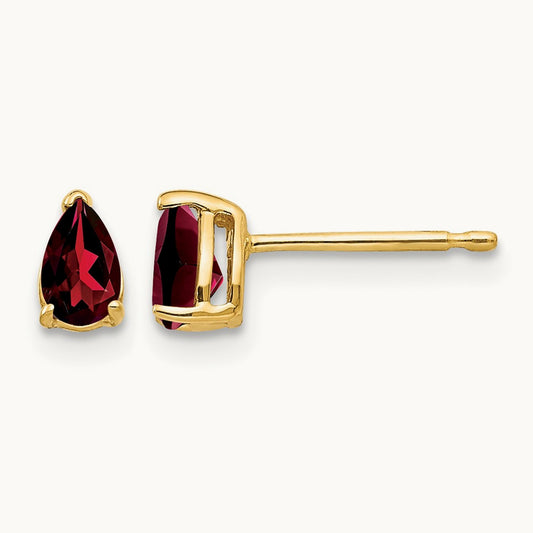 5x3mm Pear Garnet Earrings, 14K