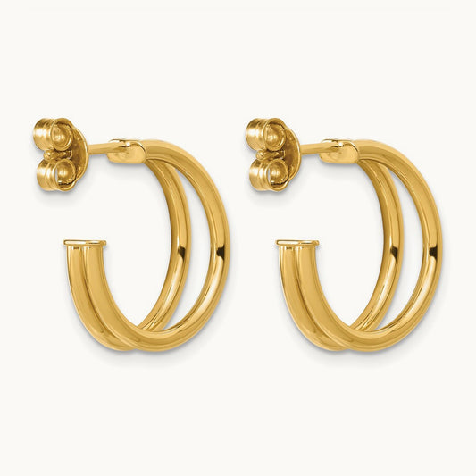 Polished 2-row J-Hoop Post Earrings — Leslie's — 18mm