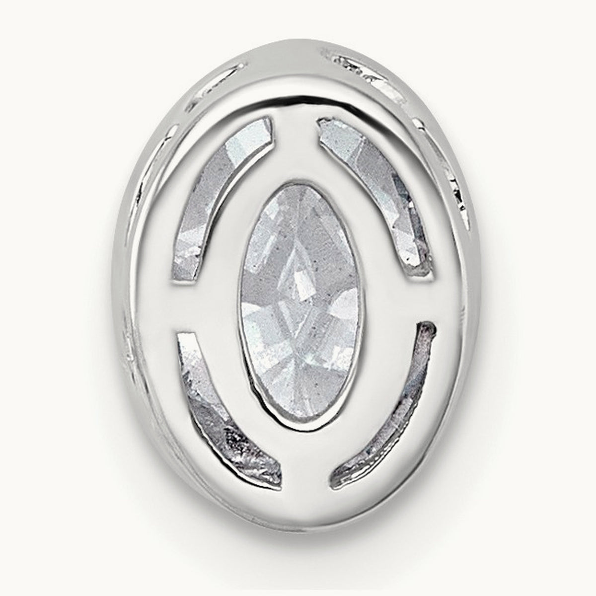 Oval Bezel Set Chain Slide Pendant, 0.25-3.00 ct tw Lab-Grown Diamond — 1 ct, 14K White Gold