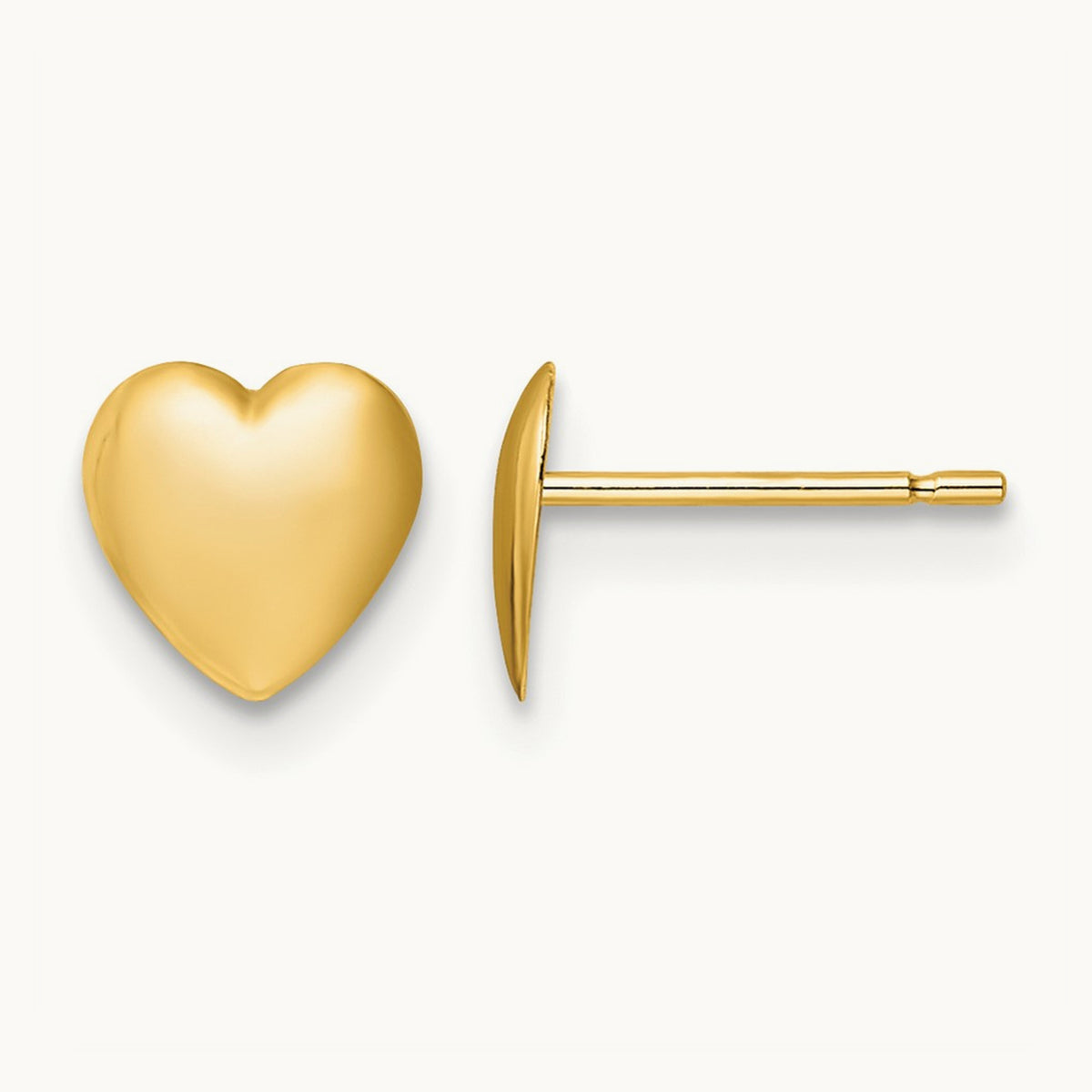 Polished Heart Post Earrings — 14K Yellow Gold