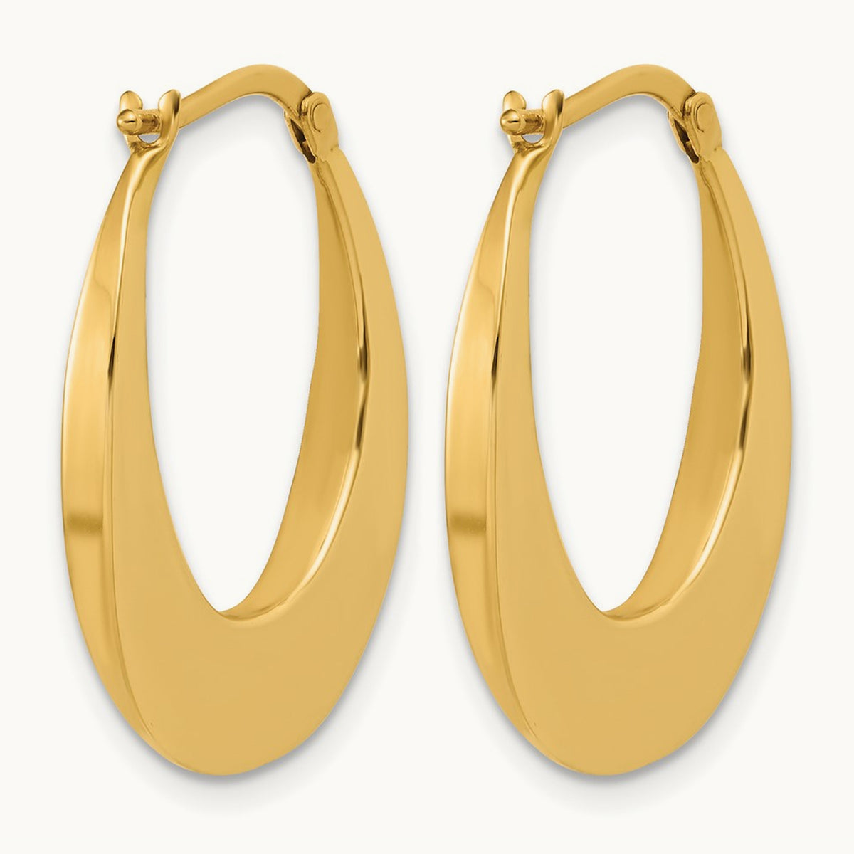 Polished Fancy Oval Hoop Earrings — Leslie's — 14K Yellow Gold