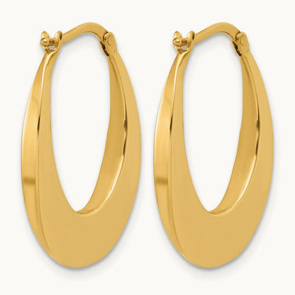 Polished Fancy Oval Hoop Earrings — Leslie's — 14K Yellow Gold
