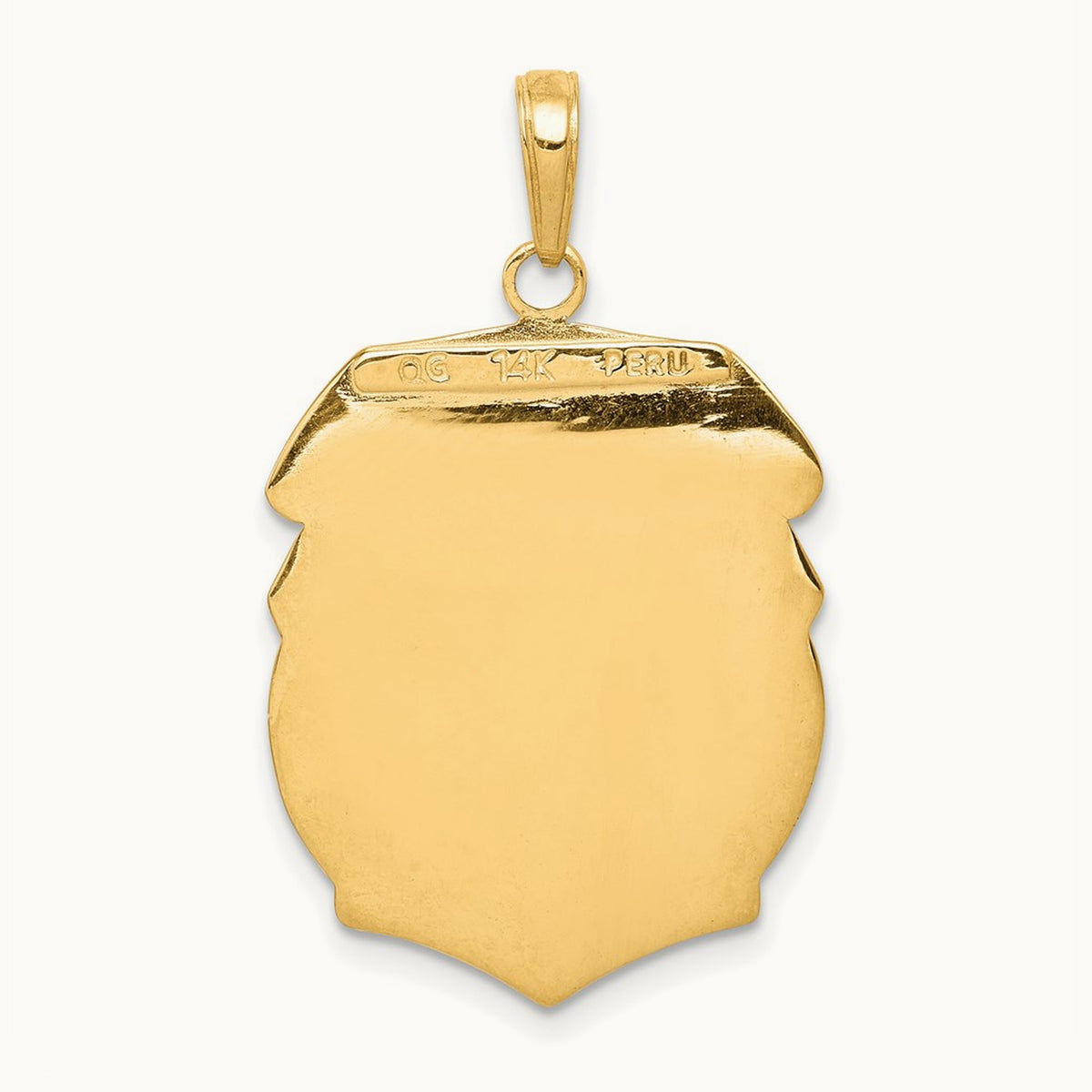 Polished Large Saint Michael Protect Us Medal Pendant — 14K Yellow Gold
