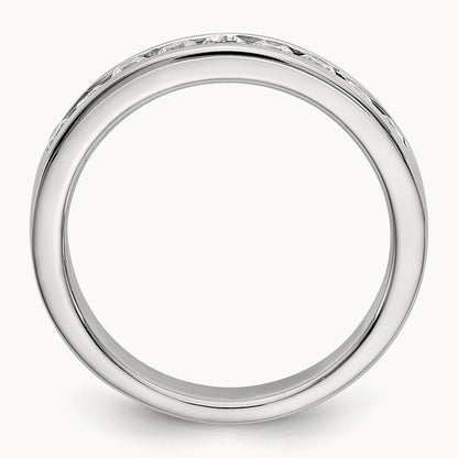 9-Stone Diamond Channel Band, 14K White Gold