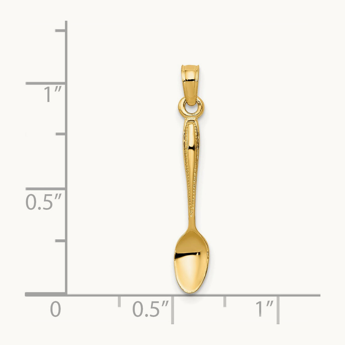 3-D Table Spoon Pendant — 14K Yellow Gold