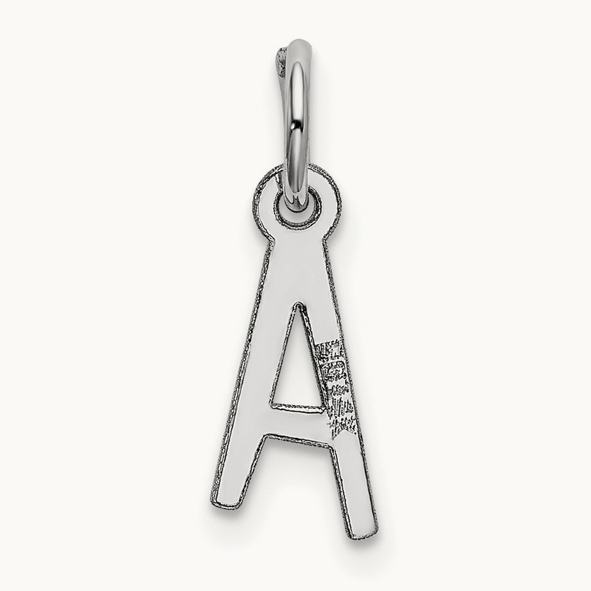 Small Slanted Block Initial Charm — 14K White Gold, A