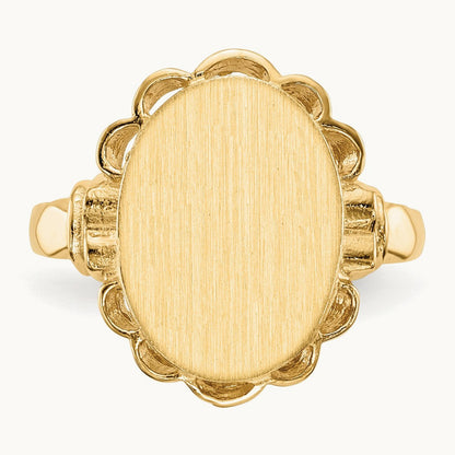 10.5x14. Open Back Signet Ring, 0mm, 14K