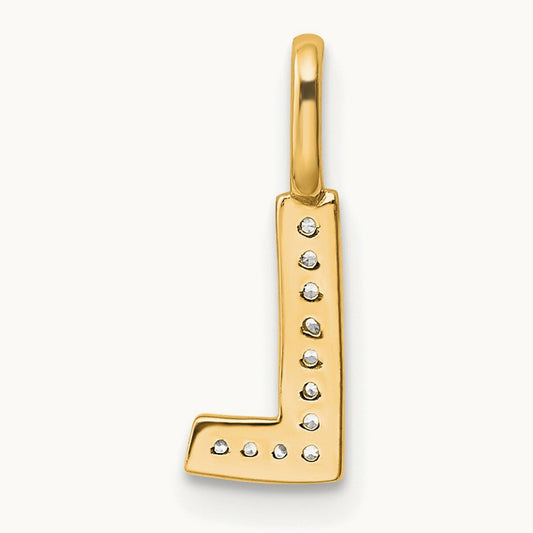 Diamond Letter L Initial Pendant, 14K Gold