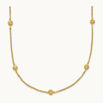 Polished Diamond-cut Tiny Puffed Circles 15-Station Necklace, 14K