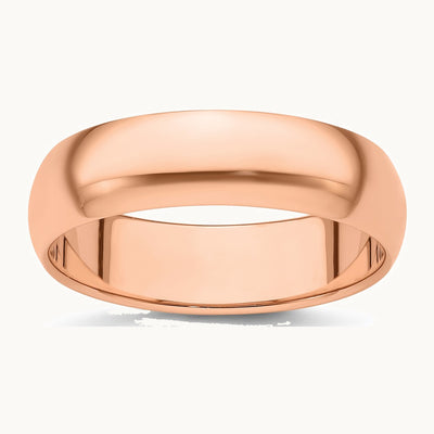 14K Rose Gold 6mm Half-Round Wedding Band